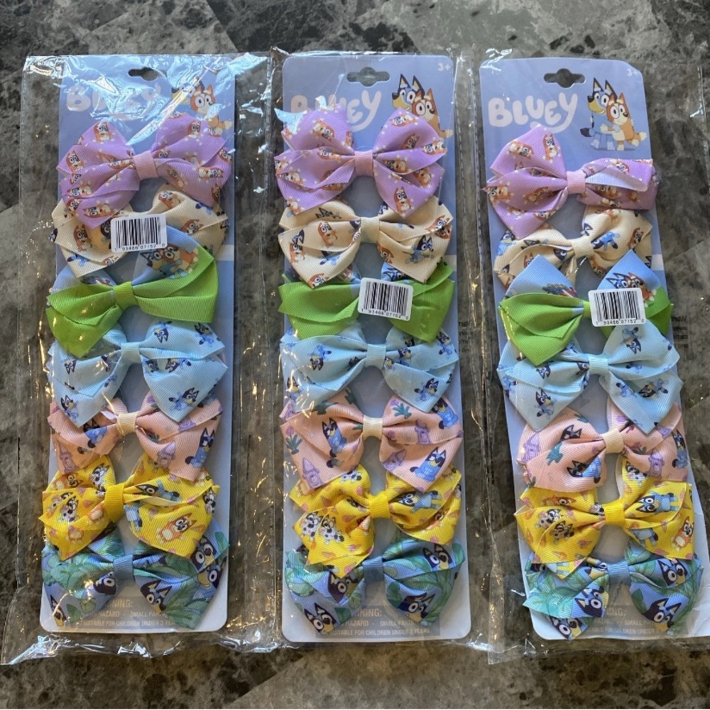 3 Packs Of Girls/Toddlers Bluey Hair Bows, NWT , Lot Of 3 Packs